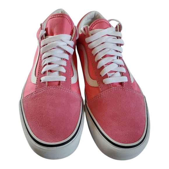 Vans Women's Pink and White Sneakers Size 10.5 - Picture 2 of 9